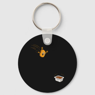 Sauce Dive Funny Flying Chicken Nugget Cartoon Key Ring