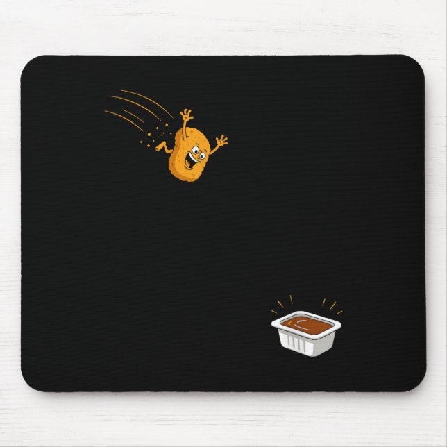 Sauce Dive Funny Flying Chicken Nugget Cartoon Mouse Mat (Front)