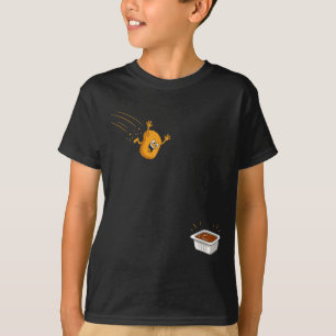 Sauce Dive Funny Flying Chicken Nugget Cartoon T-Shirt