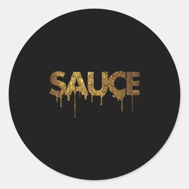 Sauce Melting Dripg Golden Coloured Classic Round Sticker (Front)
