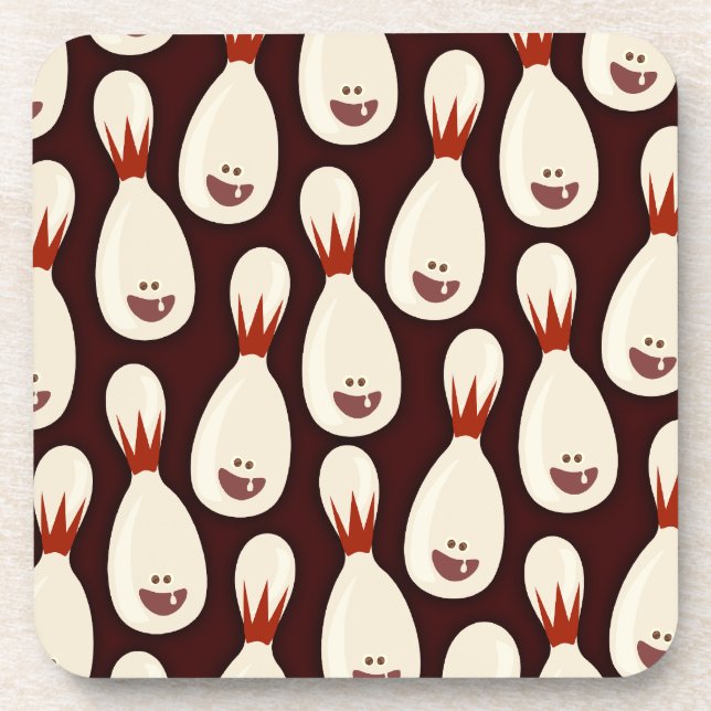 Saucy Bowling Pins Coaster (Front)