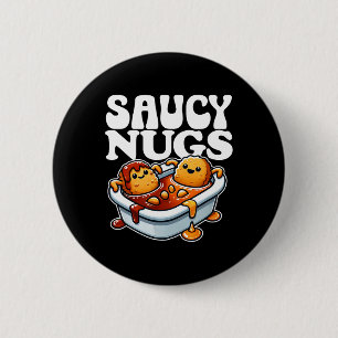 Saucy Nugs Cartoon Food Funny Bbq Sauce Chicken Nu 6 Cm Round Badge