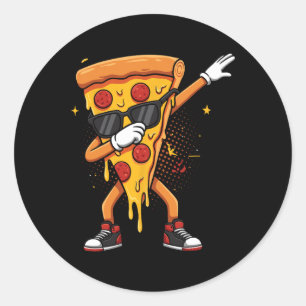 Saucy Pizzeria Dabbing Pie Sungles Drip Pizza  Classic Round Sticker