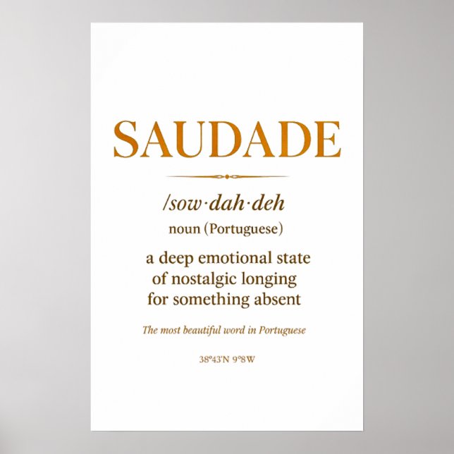 Saudade – Minimalist Portuguese Definition Print | (Front)