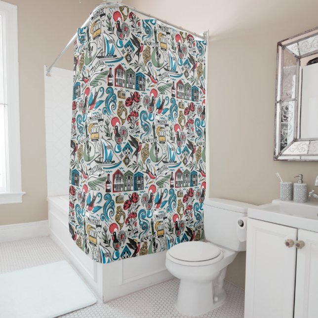 Saudade // popular motifs from Portugal Shower Curtain (In Situ)