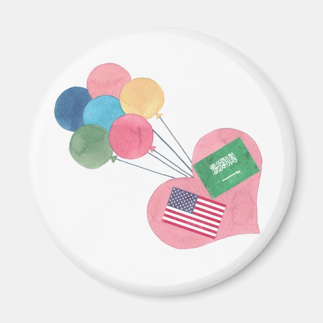 saudi-american round magnet (Front)