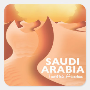 Saudi Arabia By Air travel poster Square Sticker