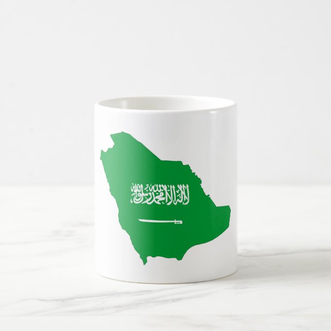 saudi arabia country flag shape map symbol coffee mug (Center)