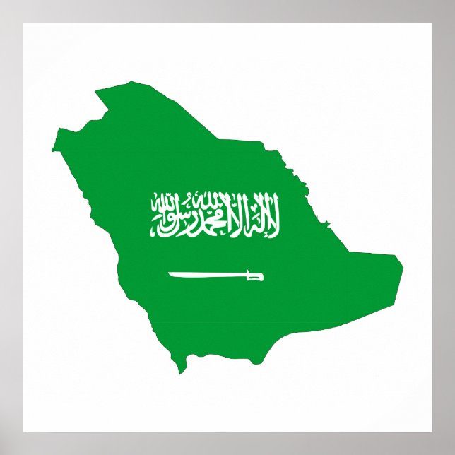 saudi arabia country flag shape map symbol poster (Front)
