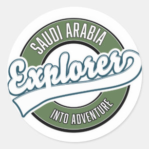 Saudi Arabia explorer into adventure logo Classic Round Sticker
