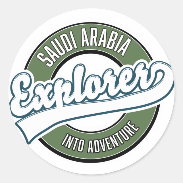 Saudi Arabia explorer into adventure logo Classic Round Sticker (Front)