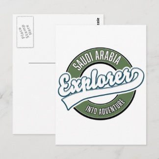 Saudi Arabia explorer into adventure logo Postcard