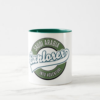 Saudi Arabia explorer into adventure logo Two-Tone Coffee Mug