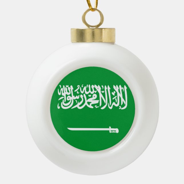 Saudi Arabia Flag Ceramic Ball Christmas Ornament (Front)