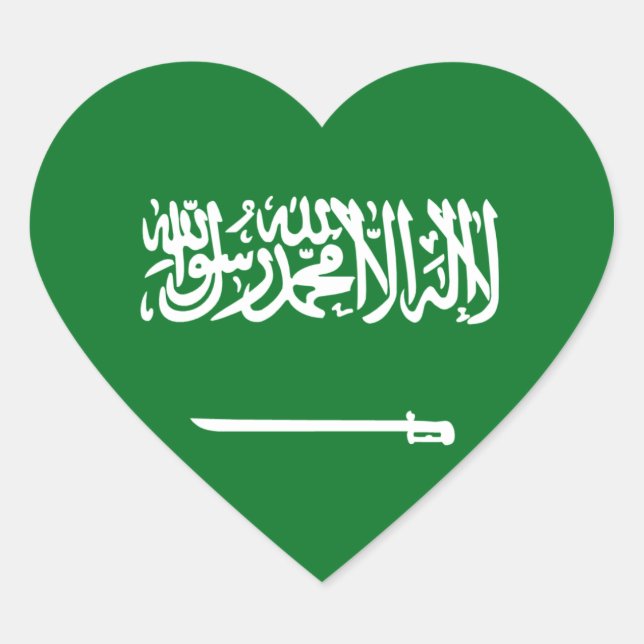 Saudi Arabia Flag Heart Sticker (Front)