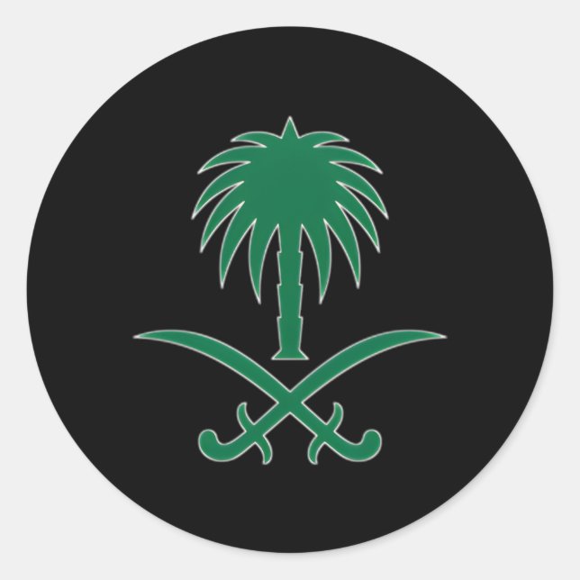 Saudi Arabia Flag Saudi Arabian Emblem Classic Round Sticker (Front)
