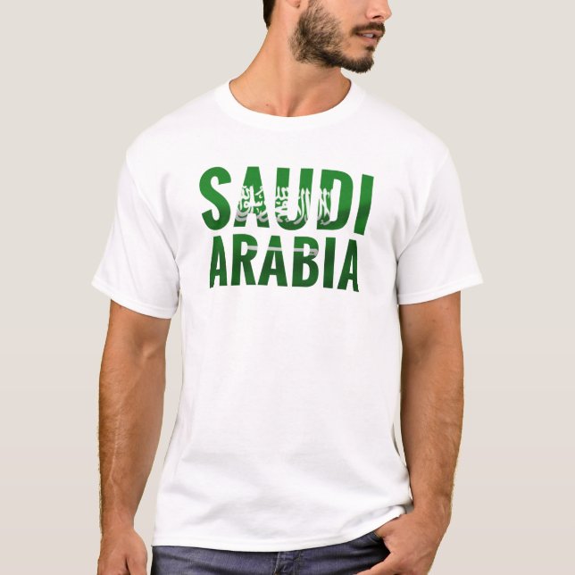 Saudi Arabia Flag Shaped as Name السعودية T-Shirt (Front)