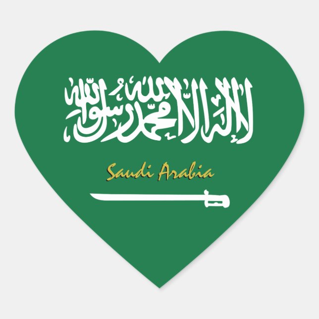 Saudi Arabia Heart Sticker, Patriotic Saudi Flag Heart Sticker (Front)