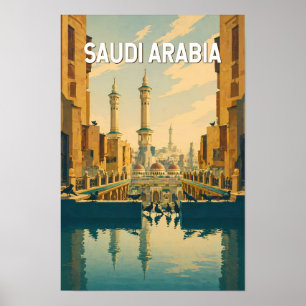 Saudi Arabia Illustration Travel Art Vintage Poster
