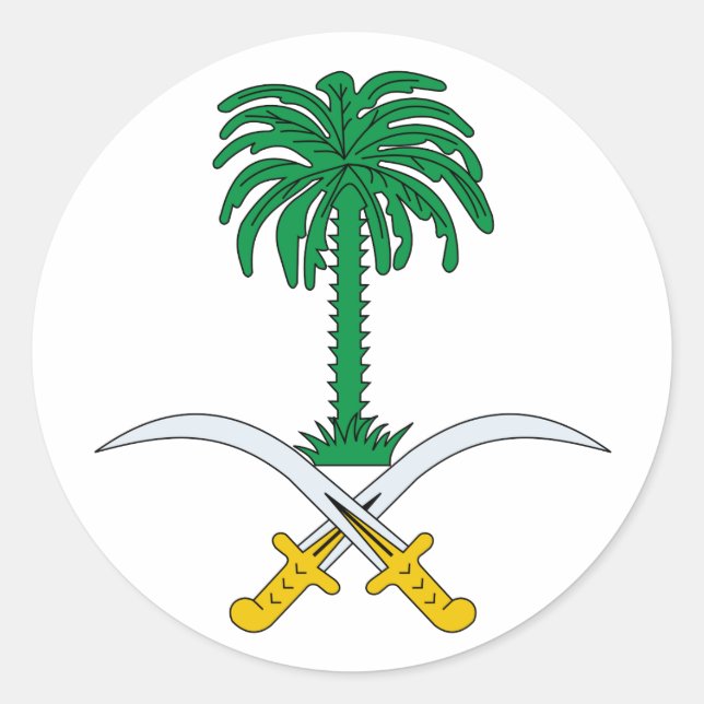 Saudi Arabia Official Coat Of Arms Heraldry Symbol Classic Round Sticker (Front)