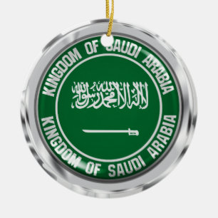 Saudi Arabia Round Emblem Ceramic Tree Decoration