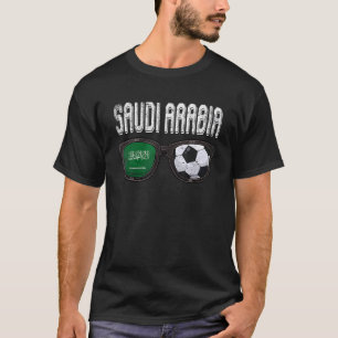 Saudi Arabia Soccer Saudis Flag Glasses Football T-Shirt