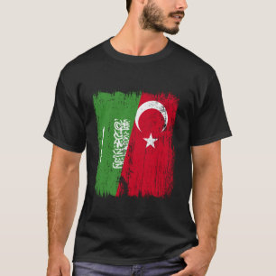Saudi Arabia Turkey Half Flag Turkiye Saudi Arabia T-Shirt
