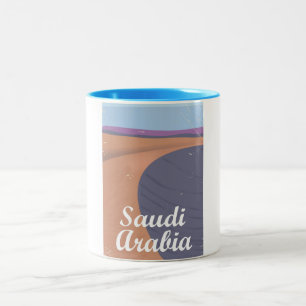 Saudi Arabia vintage travel poster Two-Tone Coffee Mug