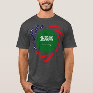 Saudi Arabian American Multinational Patriot Flag T-Shirt