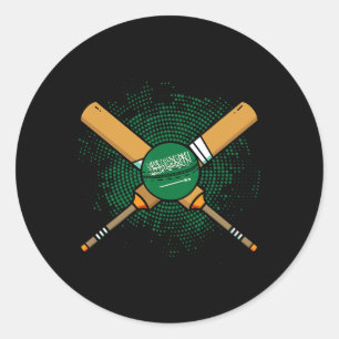 Saudi Arabian Cricket Racket And Ll Classic Round Sticker