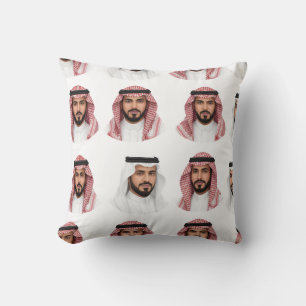 Saudi Arabian Men Portrait Pattern Cushion