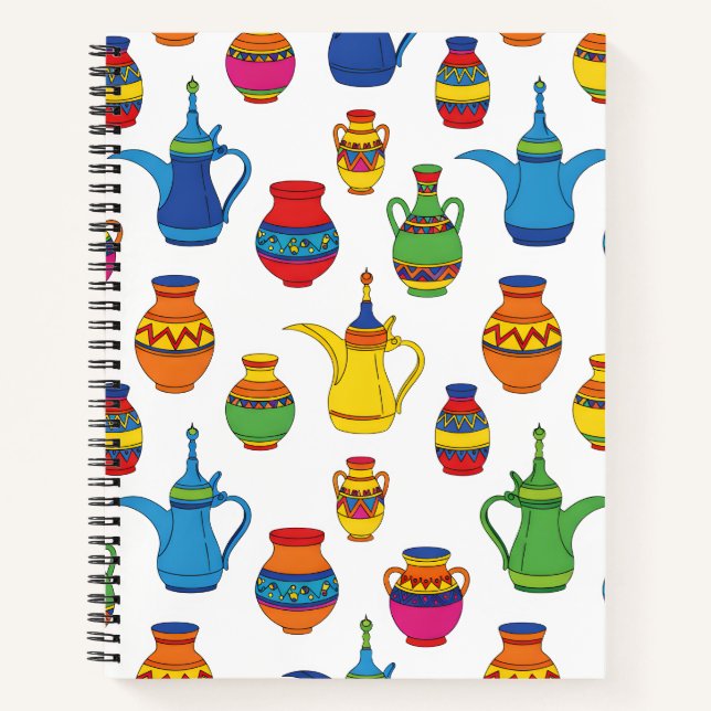 Saudi Arabian Pottery & Dallah Pattern Notebook (Front)