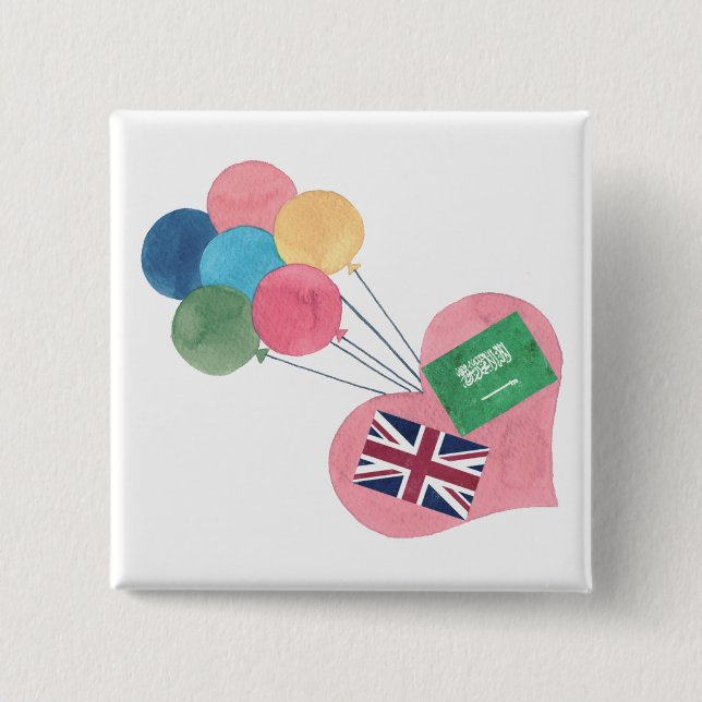 saudi-british square pinback button (Front)