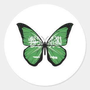 Saudi Butterfly Flag Classic Round Sticker