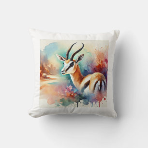 Saudi gazelle 310724AREF133 - Watercolor Cushion