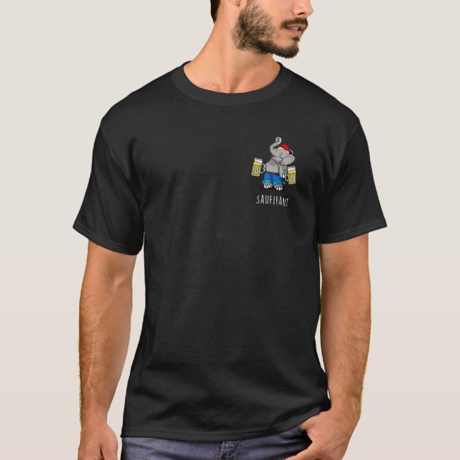 SAUFIFANT. Benjamin Bierchen. AM PM Beer Elephant T-Shirt (Front)