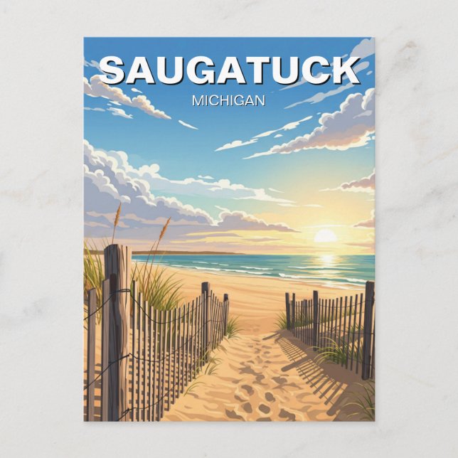 Saugatuck Beach Michigan Travel Postcard (Front)