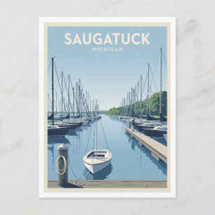 Saugatuck Harbour and Kalamazoo River Michigan Postcard