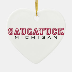 Saugatuck MI - Letters Ceramic Tree Decoration