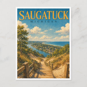 Saugatuck Michigan Mount Baldhead GeoSaga Postcard