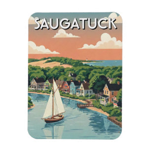 Saugatuck Sailboat Michigan Travel Magnet