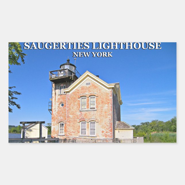 Saugerties Lighthouse, Hudson River New York Rectangular Sticker (Front)
