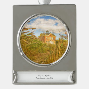 Saugerties Lighthouse Silver Plated Banner Ornament