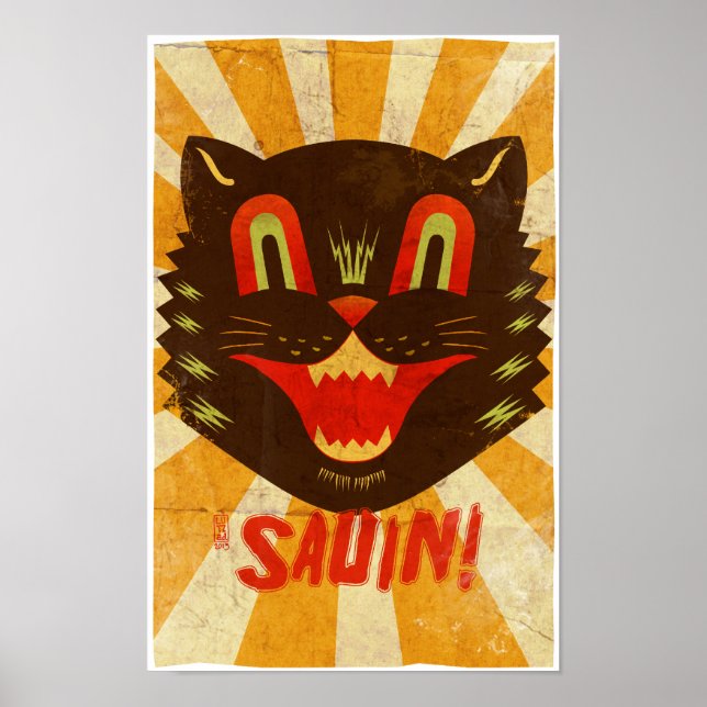 Sauin! Halloween Black Cat Poster (Front)