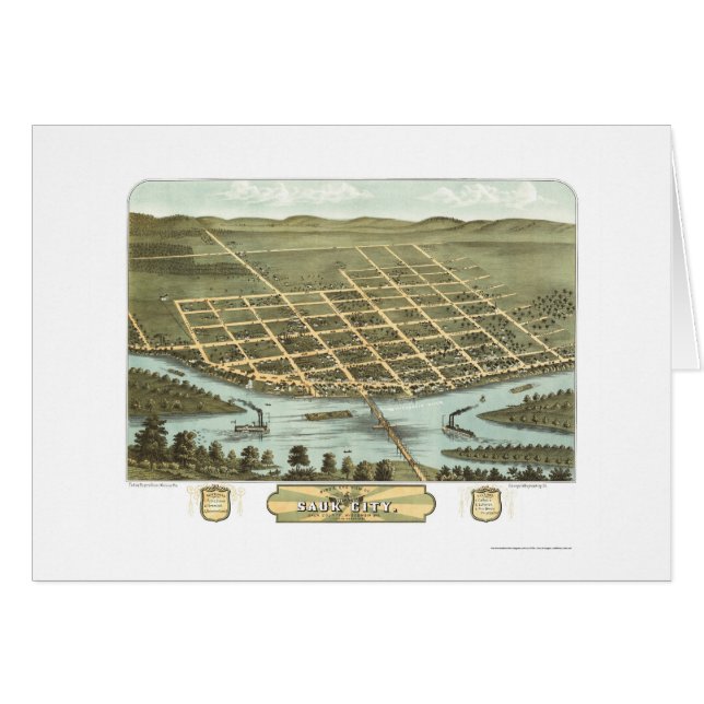 Sauk City, WI Panoramic Map - 1870 (Front Horizontal)