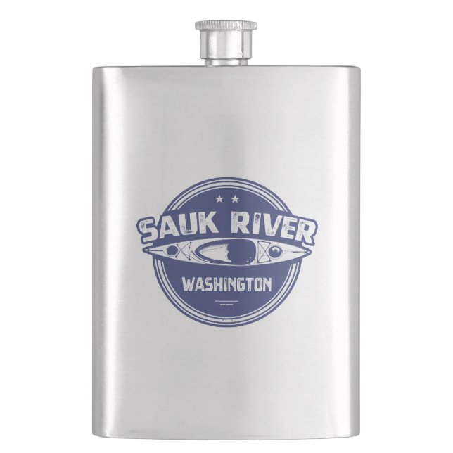 Sauk River Washington Kayaking Hip Flask (Front)