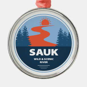 Sauk Wild And Scenic River Washington Metal Tree Decoration