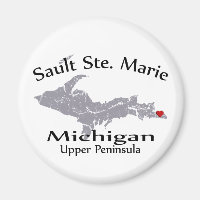 Sault Ste Marie Michigan Heart Map Design Magnet