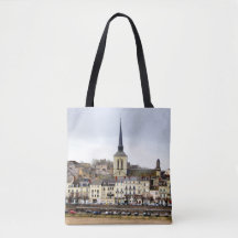 Saumur River Bank Scene All Over Print Tote Bag