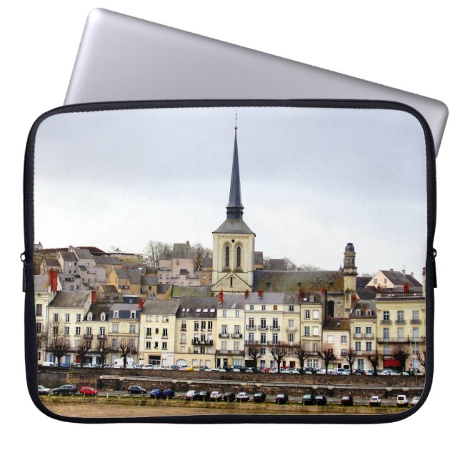 Saumur River Bank Scene Laptop Sleeve (Front)